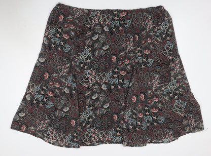 Damart Women Multicoloured Paisley A-Line Knee Length Skirt UK 26/28