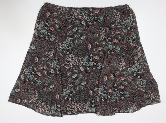 Damart Women Multicoloured Paisley A-Line Knee Length Skirt UK 26/28
