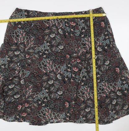 Damart Women Multicoloured Paisley A-Line Knee Length Skirt UK 26/28