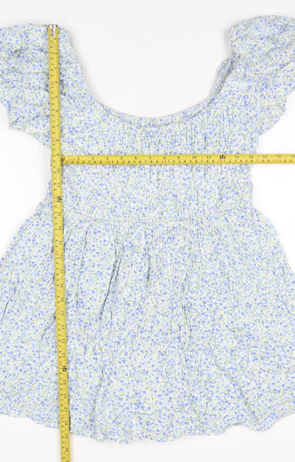 Daisy Street Women Blue Floral Off Shoulder Playsuit Size L Viscose