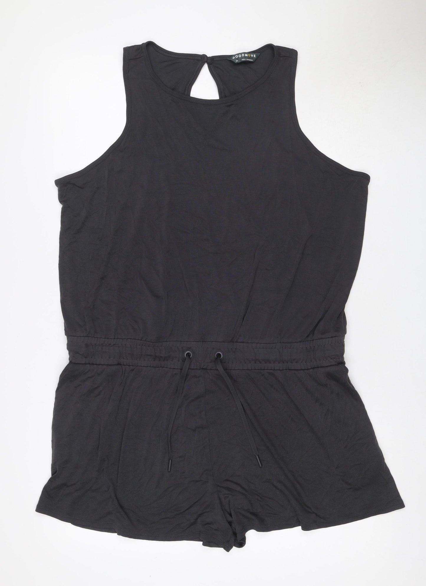 Goodmove Women Black Size 20 Modal Sleeveless Drawstring Romper Playsuit