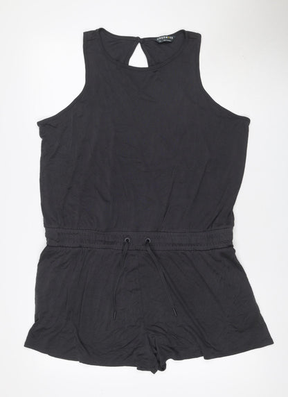 Goodmove Women Black Size 20 Modal Sleeveless Drawstring Romper Playsuit