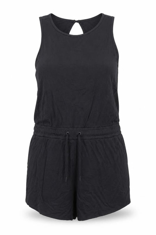 Goodmove Women Black Size 20 Modal Sleeveless Drawstring Romper Playsuit