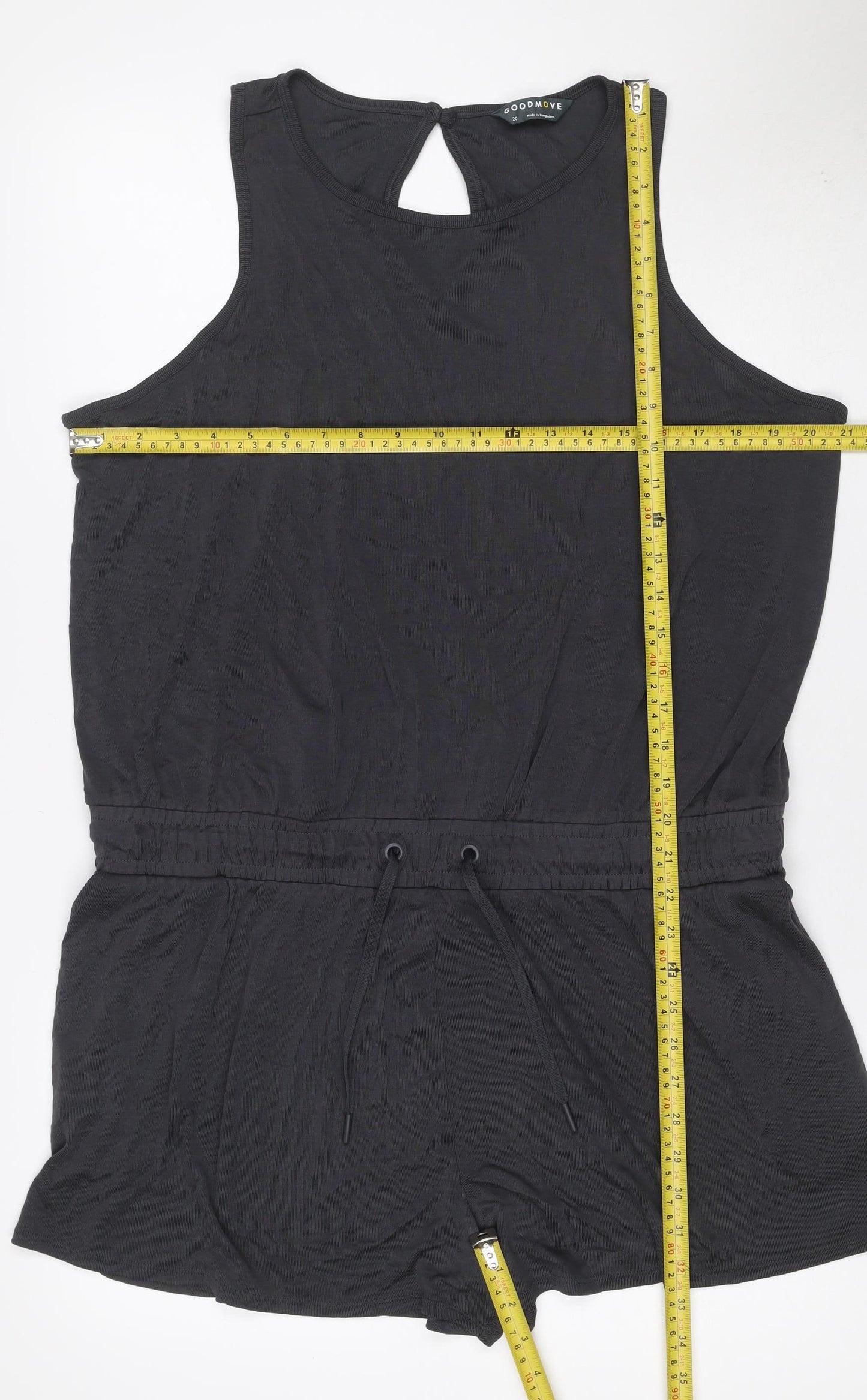 Goodmove Women Black Size 20 Modal Sleeveless Drawstring Romper Playsuit