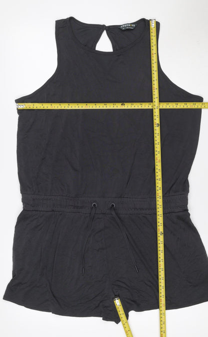 Goodmove Women Black Size 20 Modal Sleeveless Drawstring Romper Playsuit