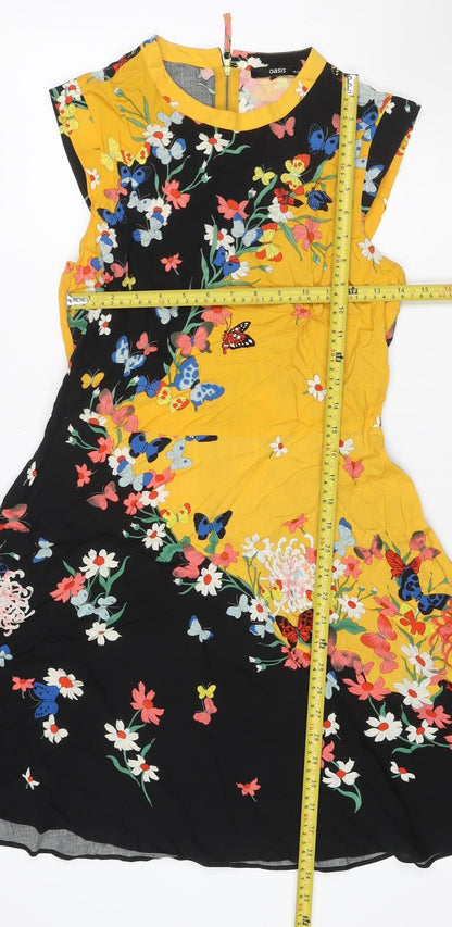 Oasis Women Multicoloured Floral Butterfly Size 10 Shift Knee Dress