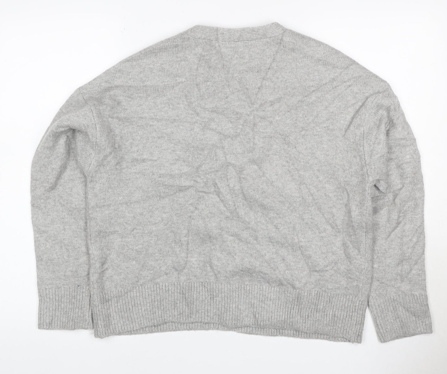 Marks & Spencer Women Grey Cashmere Wool V-Neck Cardigan Size 10