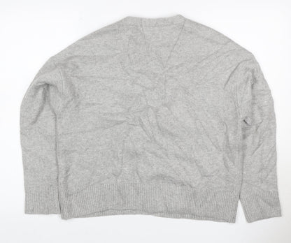 Marks & Spencer Women Grey Cashmere Wool V-Neck Cardigan Size 10