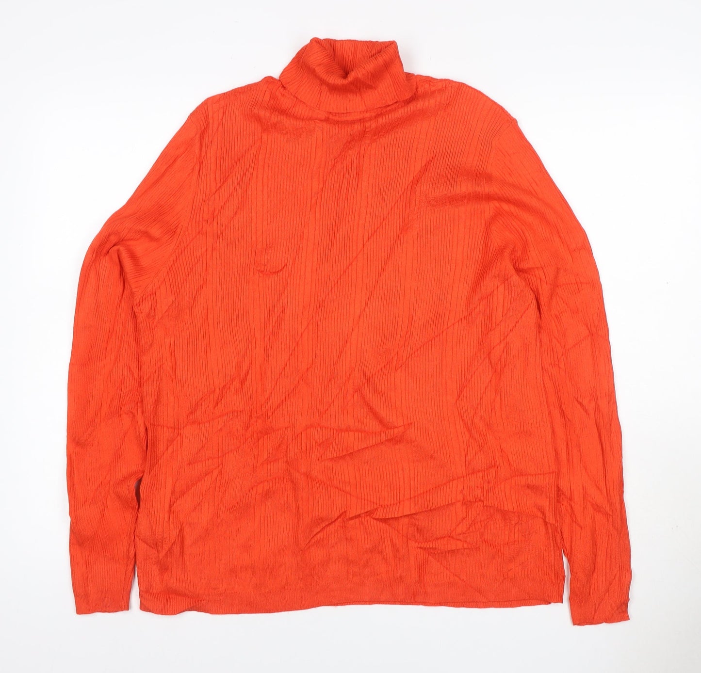 Marks and Spencer Women Orange UK 18 Ribbed Roll Neck Pullover Jumper