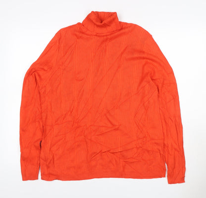 Marks and Spencer Women Orange UK 18 Ribbed Roll Neck Pullover Jumper