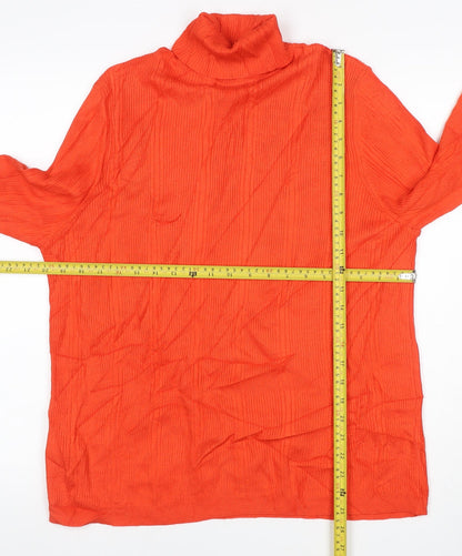 Marks and Spencer Women Orange UK 18 Ribbed Roll Neck Pullover Jumper