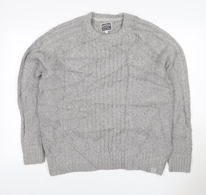 FatFace Women Grey M Cable Knit Cotton Crew Neck Pullover Jumper