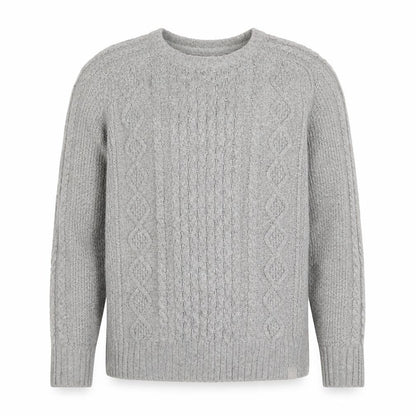 FatFace Women Grey M Cable Knit Cotton Crew Neck Pullover Jumper