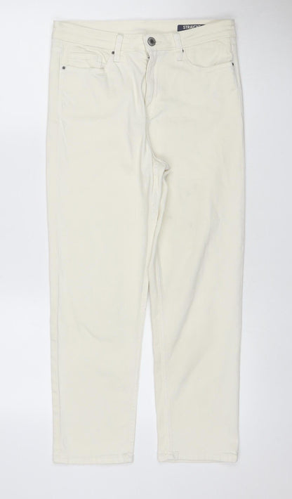 M&S Women Ivory Size 10 Short Straight Stretch Jeans 5 Pocket