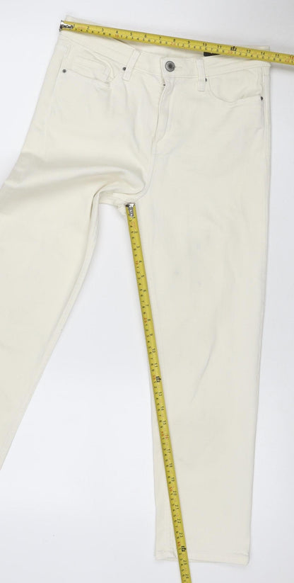 M&S Women Ivory Size 10 Short Straight Stretch Jeans 5 Pocket