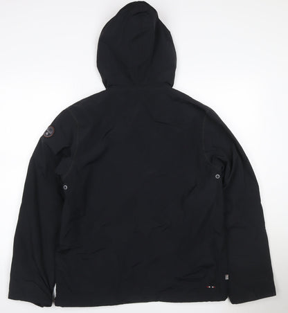 Napapijri Women’s Black UK 16 Hooded Fleece-Lined 1/4 Zip Anorak Jacket