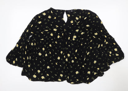 V by Very Women’s Black Floral Balloon Sleeve Blouse UK 20