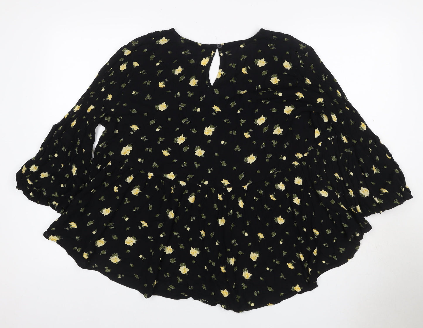 V by Very Women’s Black Floral Balloon Sleeve Blouse UK 20