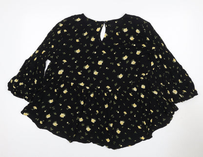 V by Very Women’s Black Floral Balloon Sleeve Blouse UK 20