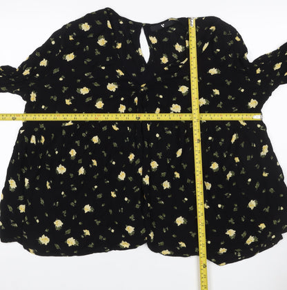 V by Very Women’s Black Floral Balloon Sleeve Blouse UK 20