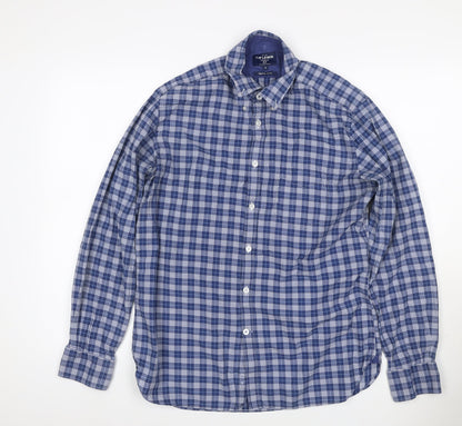 T.M. Lewin Men's Blue Plaid Egyptian Cotton Button-Down Shirt M