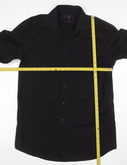 Next Men’s Black Size 16 Long Sleeve Point Collar Button-Up Shirt