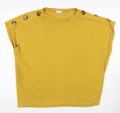 Blue Vanilla Women Yellow S/M Button Shoulder Jersey Top