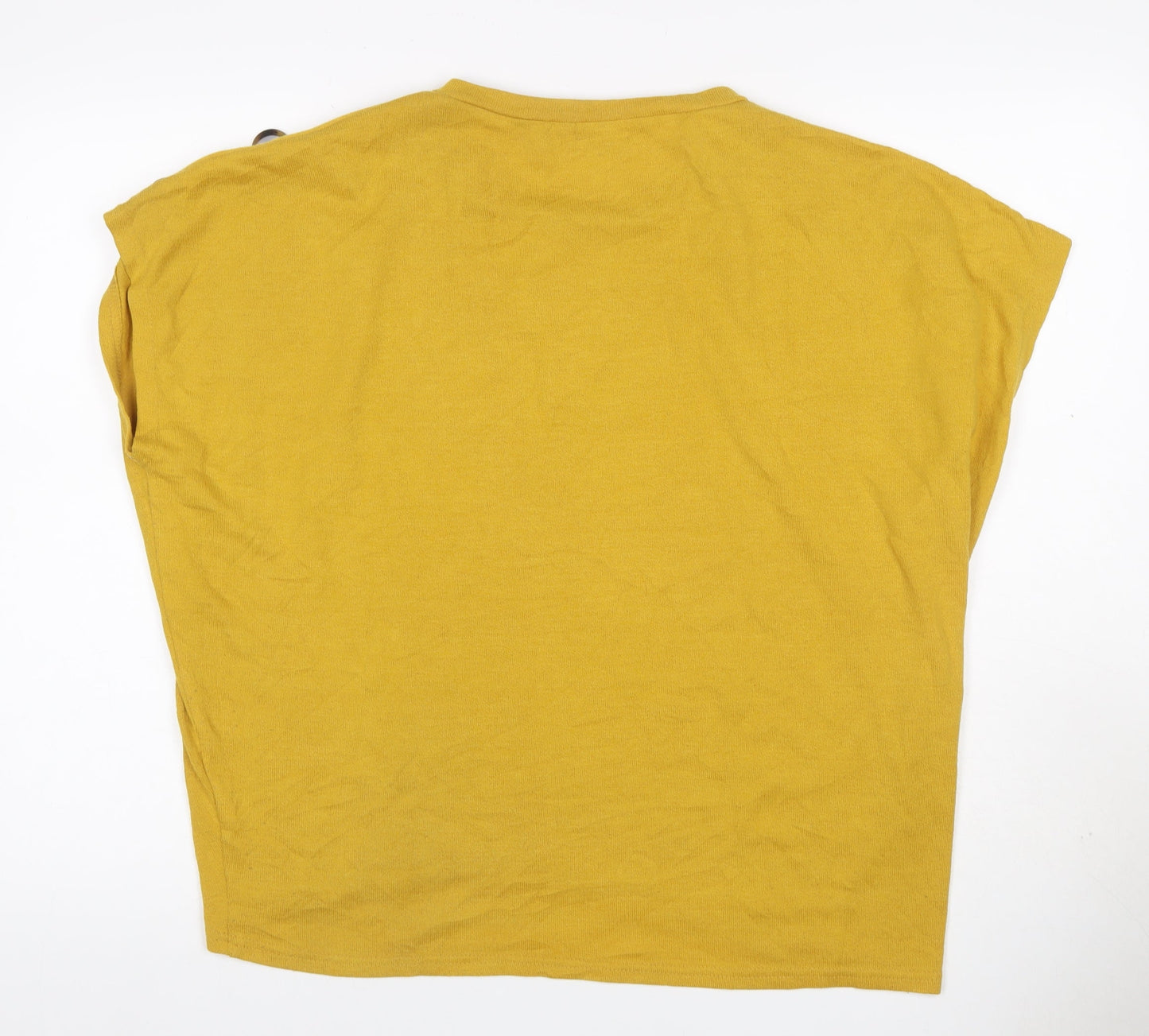 Blue Vanilla Women Yellow S/M Button Shoulder Jersey Top