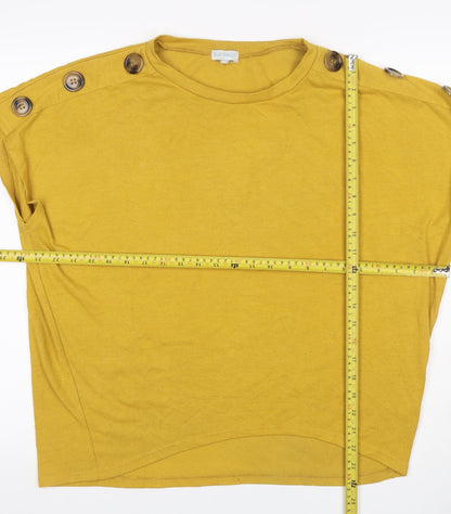 Blue Vanilla Women Yellow S/M Button Shoulder Jersey Top