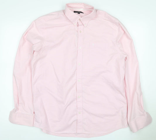 Jeff Banks London Men’s Pink L Cotton Button-Down Long Sleeve Shirt