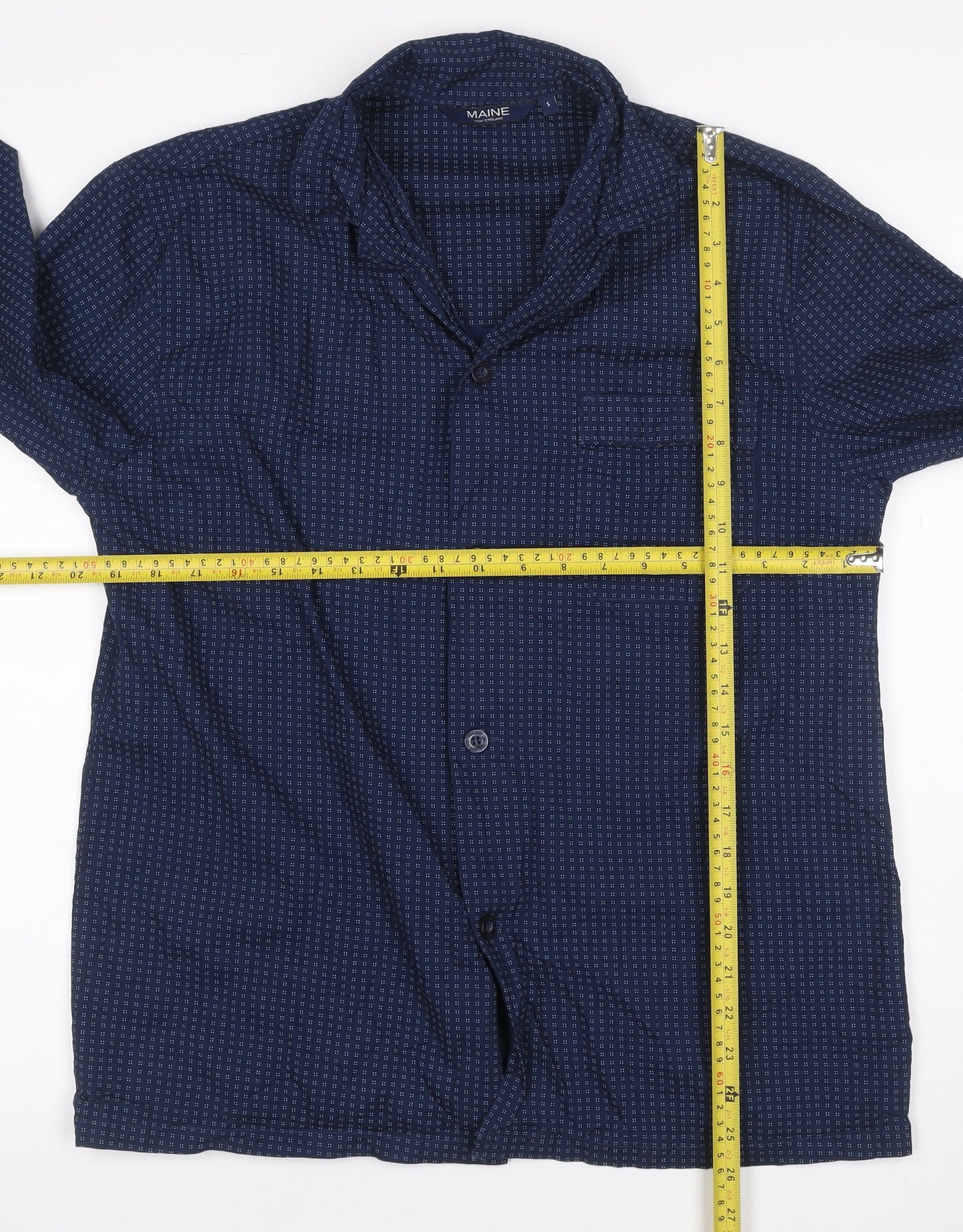 Maine New England Men's Blue S Geometric Long Sleeve Button-Up Shirt