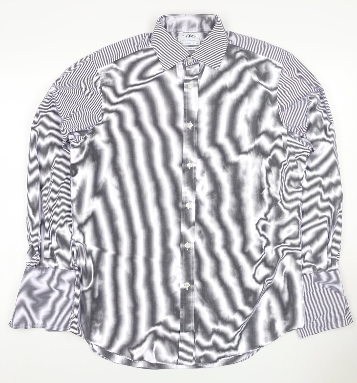 TM Lewin Men’s Purple Stripe 15.5 Regular Fit Cotton Formal Shirt