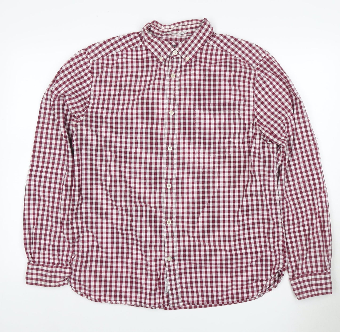 Howick Men's Red Check Cotton Button-Down Long Sleeve Shirt Size L