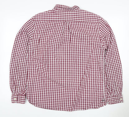 Howick Men's Red Check Cotton Button-Down Long Sleeve Shirt Size L