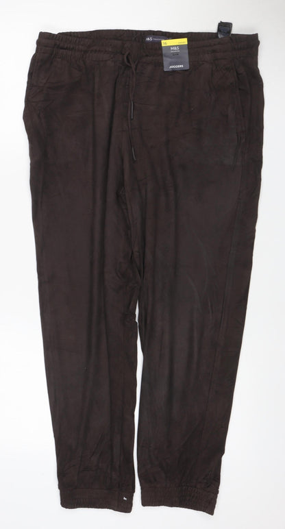 Marks and Spencer Women Brown Size 16 Short Stretch Jogger Trousers