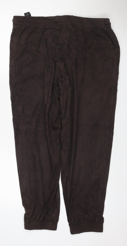 Marks and Spencer Women Brown Size 16 Short Stretch Jogger Trousers