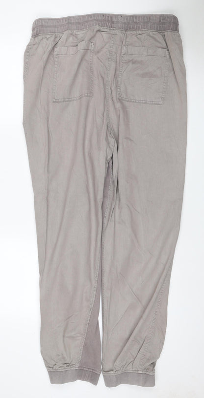 Marks & Spencer Women Grey Size 18 Regular Lyocell Cotton Jogger Trousers