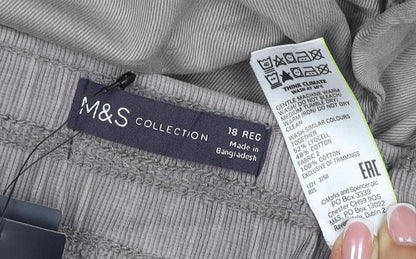 Marks & Spencer Women Grey Size 18 Regular Lyocell Cotton Jogger Trousers
