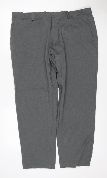 Uniqlo Men’s Grey 2XL Stretch Tapered Smart Trousers Zip Pockets
