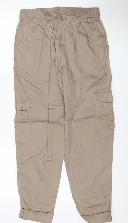 John Lewis Anyday Women Beige UK 12 Lyocell Cargo Jogger Trousers