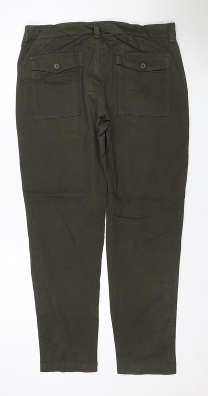 M&S Men’s Green 34/31 Tapered Fit Stretch Cargo Jeans