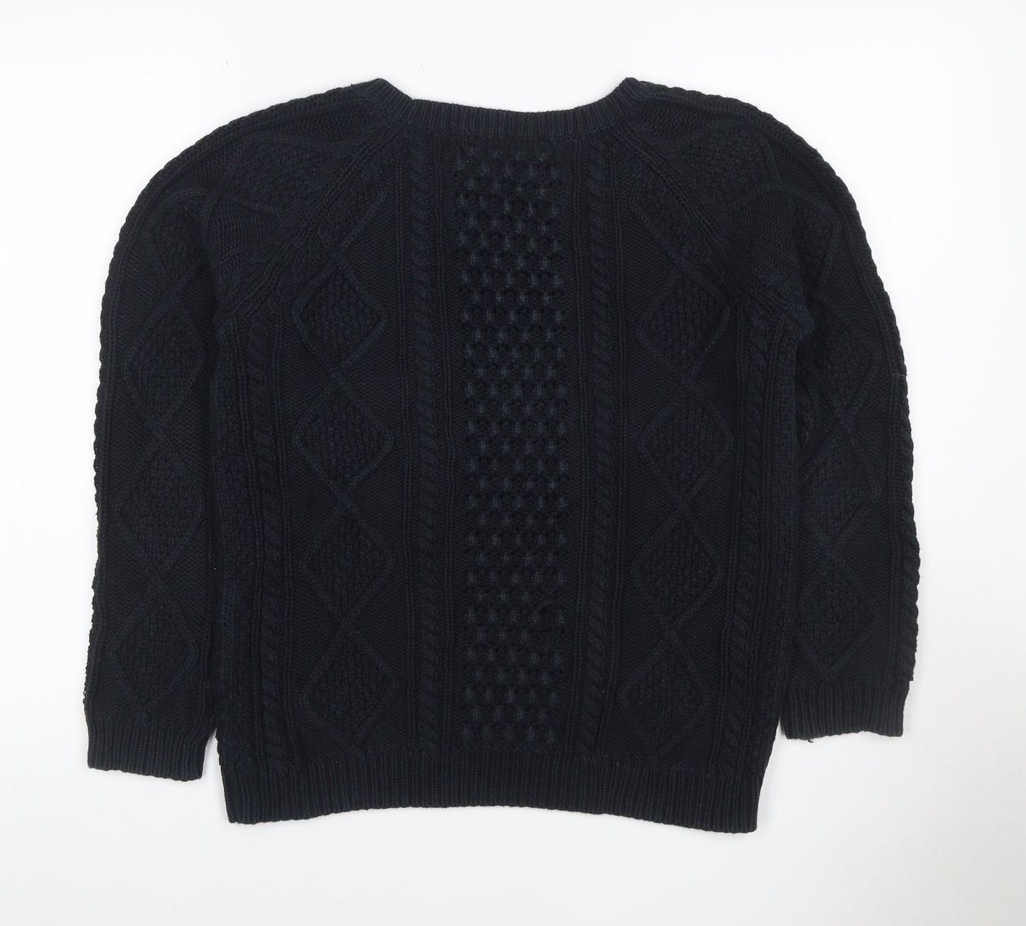 GAP Women Black M Cable Knit Cotton Crew Neck Pullover Jumper