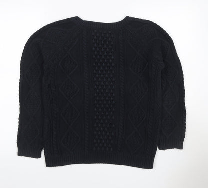 GAP Women Black M Cable Knit Cotton Crew Neck Pullover Jumper