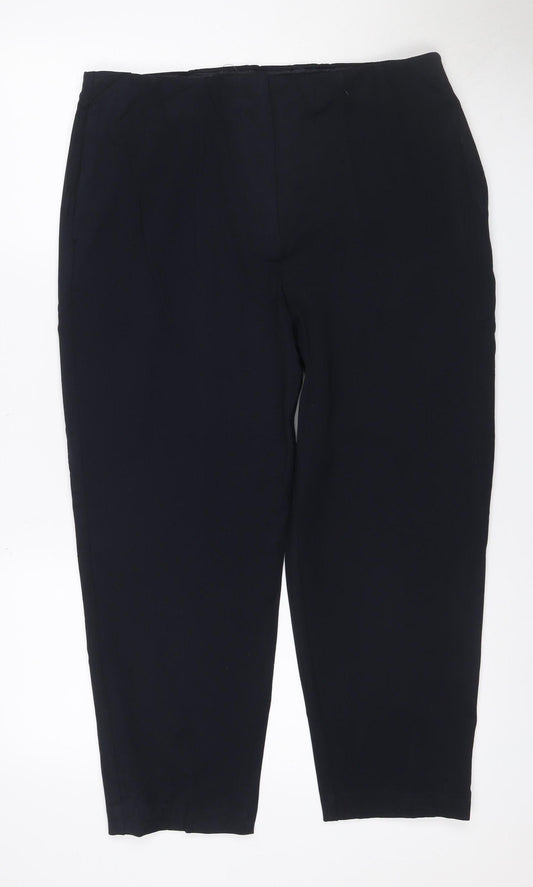 M&S Women’s Blue Size 14 Wide Leg Stretch Smart Trousers