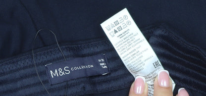 M&S Women’s Blue Size 14 Wide Leg Stretch Smart Trousers