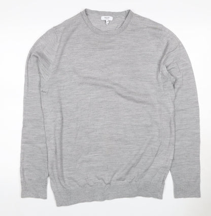 Reiss Men’s Grey Wool Crew Neck Knit Pullover Jumper Size M