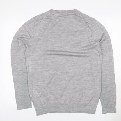 Reiss Men’s Grey Wool Crew Neck Knit Pullover Jumper Size M