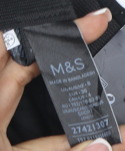 Marks and Spencer Women Black UK 8 Short High Rise Stretch Leggings
