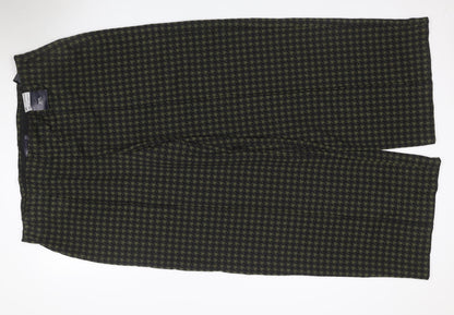 Marks & Spencer Women Green Check Wide Leg Trousers UK 20 Regular