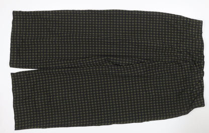 Marks & Spencer Women Green Check Wide Leg Trousers UK 20 Regular